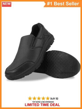 Faux Leather Slip On Work Shoes Non Slip Food Service Chef